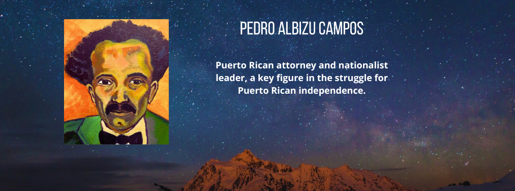 14 of 22, A depiction of Pedro Albizu Campos, a Puerto Rican attorney and nationalist leader, a key figure in the struggle for Puerto Rican independence.