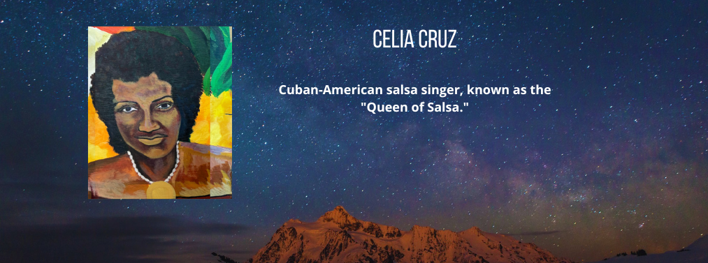 18 of 22, A depiction of Celia Cruz, Cuban-American salsa singer, known as the "Queen of Salsa."