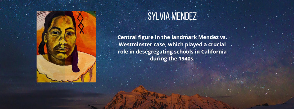 20 of 22, A depiction of Slyvia Mendez, a Central figure in the landmark Mendez vs. Westminster case, which played a crucial role in desegregating schools in California during the 1940s.